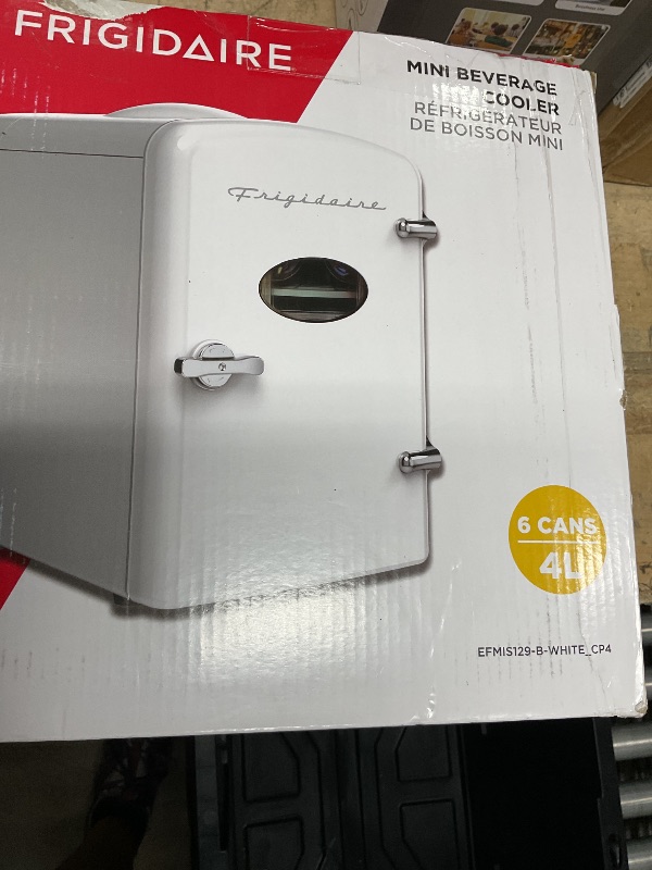 Photo 1 of (see images for damage) Frigidaire EFMIS129-WHITE, Mini Portable Fridge, 4 Litres Capacity, Chills Six 12oz Cans, 100% Freon-Free & Eco Friendly, Beverage Cooler- White
