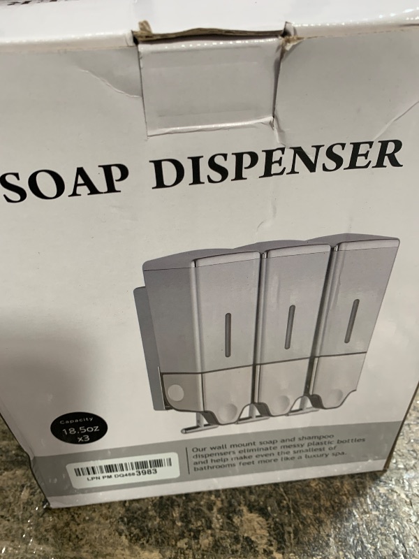 Photo 1 of 3- Chamber Shower Soap Dispenser Set, Wall-Mounted Shampoo and Conditioner Dispenser No Drill