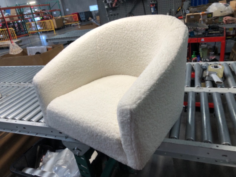 Photo 1 of (stock photo for reference)
Swivel Accent Chair, 360 Degree Round Swivel Barrel Chair with Pillow, Widened Upholstered Boucle Chair Comfy Sherpa Barrel Armchair for Living Room Bedroom Reading Room, White