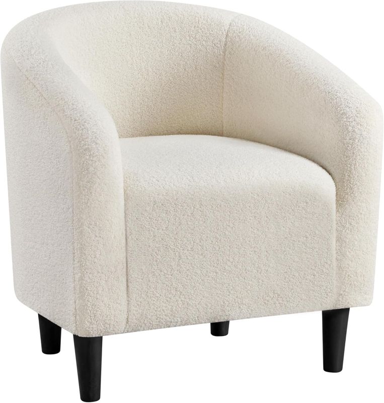 Photo 1 of (stock photo for reference)
Swivel Accent Chair, 360 Degree Round Swivel Barrel Chair with Pillow, Widened Upholstered Boucle Chair Comfy Sherpa Barrel Armchair for Living Room Bedroom Reading Room, White