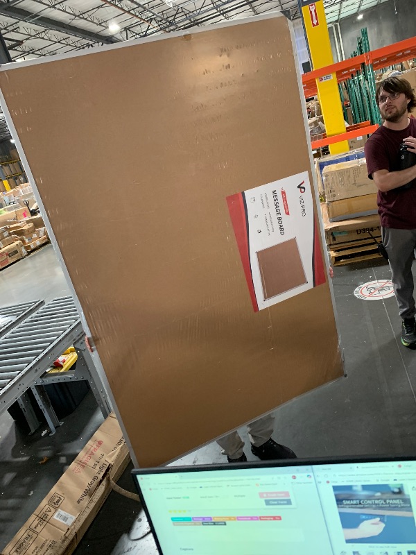 Photo 1 of ***DAMAGED - CRACKED - SEE PICTURES***
VIZ-PRO Large Cork Bulletin Board, 72 X 48 Inches, Wall-Mounted Corkboard with Silver Aluminium Frame for School, Office, and Home 6' X 4'