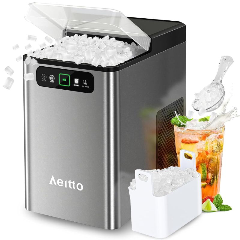 Photo 1 of (missing ice basket) Aeitto Nugget Ice Maker 40Lbs/24H, Countertop Soft Chewable Ice Pebble Ice Machine, One-Click Operation