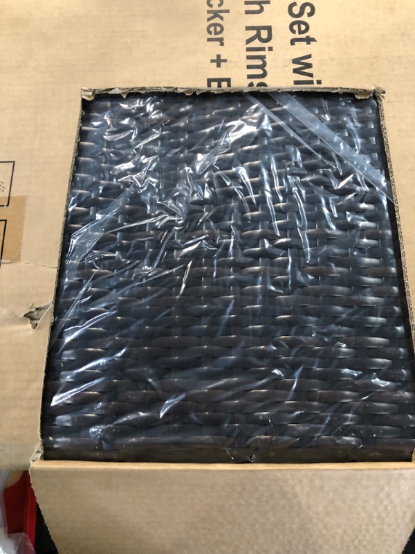 Photo 1 of **PARTIAL SET,BOX 2 OF 3**Acekool 8 Pieces Patio Conversation Set, Outdoor Wicker Patio Conversation Furniture Set with Thickened Cushions, Outdoor Storage and Tempered Glass Coffee Table, for Garden, Porch, Backyard