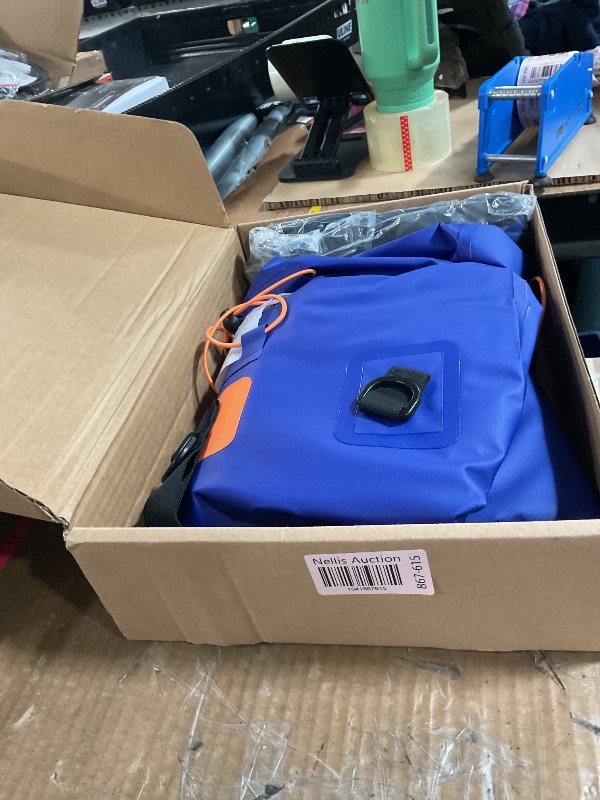 Photo 1 of HEETA Waterproof Duffel Bag Motorcycle Dry Bag Backpack, Extra Large Rolltop Travel Duffle Bags with Straps & Handles for Kayaking Rafting Boating Canoeing Camping Gym Beach (Blue, 80L)