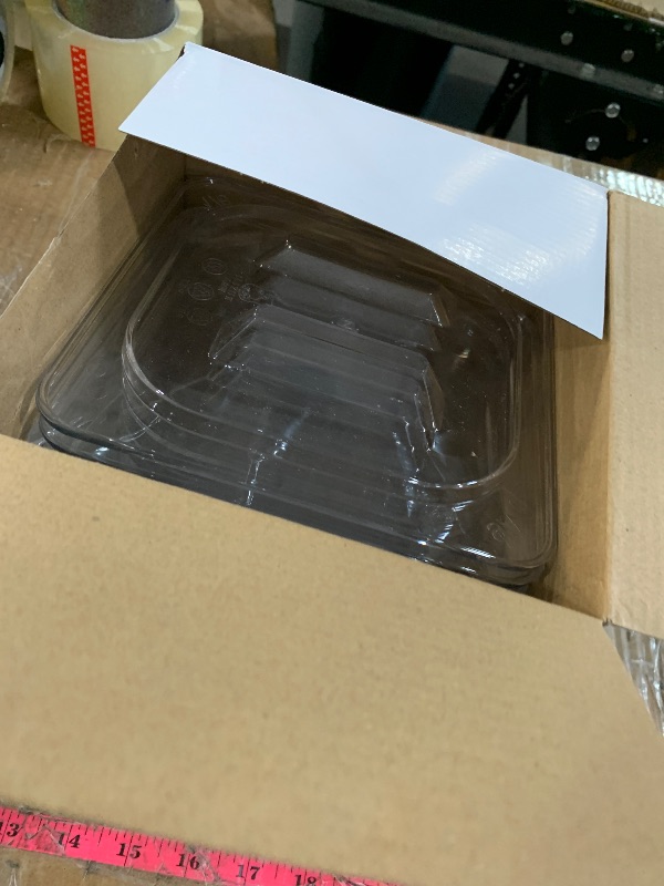 Photo 1 of (lids only) Yinkin 12 Pcs Polycarbonate Food Pan Lids with Handle, 1/6 Size Clear Hotel Pan Lid Plastic