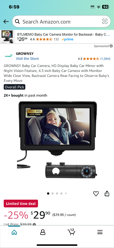 Photo 1 of 
Baby Car Camera, HD Display Baby Car Mirror with Night Vision Feature, 4.3 inch Baby Car Camera with Monitor Wide Clear View, Backseat Camera Rear Facing to Observe Baby’s Every Move

