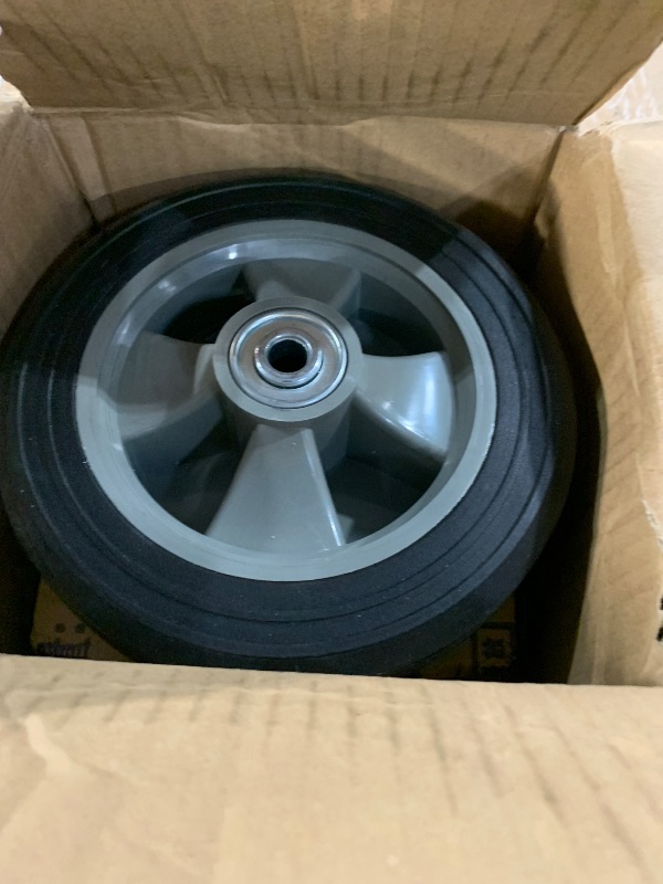 Photo 1 of (2- Pack) Run-Flat Solid Rubber Replacement Tire 8" x 2'' with a 1/2" axle for Hand Trucks, Wheelbarrows, Dollies, Trolleys and More – Run Flat with 500 lbs Max Load