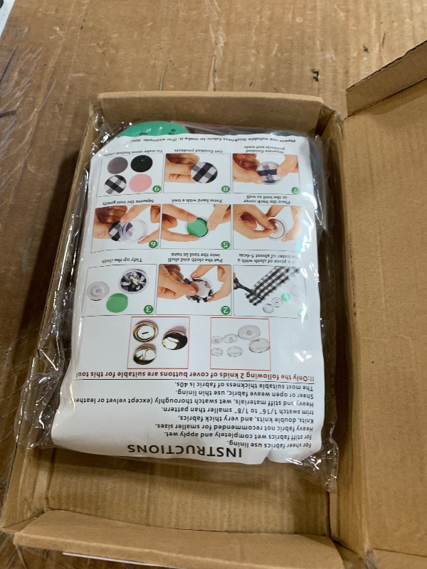 Photo 1 of 100pcs Cover Button Kits with 5 Sizes & Tools - DIY Fabric Covered Buttons to Make Your Own