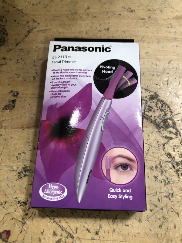 Photo 1 of Panasonic Women’s Facial Hair Remover and Eyebrow Trimmer with Pivoting Head, Includes 2 Gentle Blades for Brow and Face and 2 Eyebrow Trim Attachments, Battery-Operated – ES2113PC