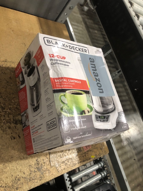 Photo 1 of **FOR PARTS ONLY** BLACK+DECKER 12-Cup Digital Coffee Maker, CM1160W, Programmable, Washable Basket Filter, Sneak-A-Cup, Auto Brew, Water Window, Keep Hot Plate, White