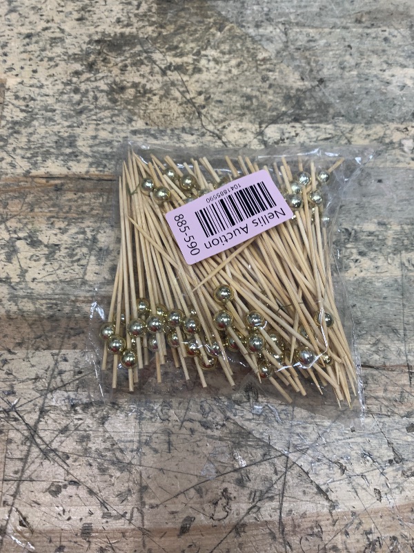 Photo 1 of 100PCS Fancy Toothpicks for Appetizers, Gold Cocktail Picks for Party Decoration, Appetizer Skewers for Charcuterie Sandwich Burgers Fruit - 4.7 inch