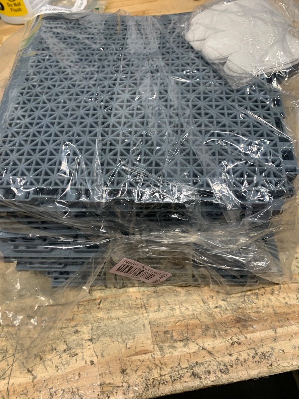 Photo 1 of 16 PCS Modular Interlocking Cushion Interlocking Floor Tiles with Hole Drainage Tiles Mat 10" x 10" Non Slip Pool Deck Mat Outdoor for Drain Deck Pool Patio Shower Kitchen Balcony(Grey)