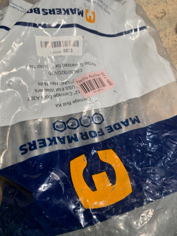 Photo 1 of 1/2" x 12" (25 Pack) Galvanized Carriage Bolt Kit Grade 307A Includes 1/2" USS Flat Washers (25 pcs) and 1/2"-13 Hex Nuts (25 pcs), Hot Dip Galvanized for Exterior Use by Makers Bolt