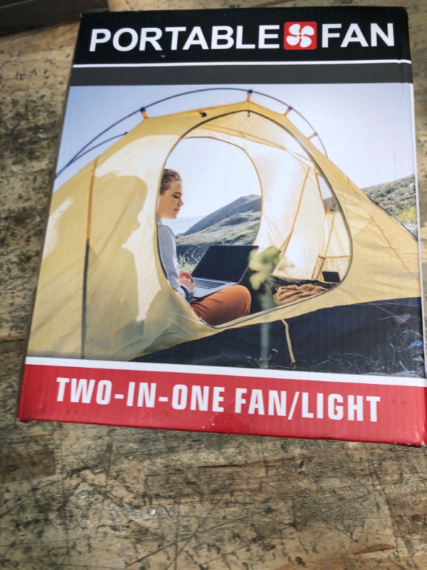 Photo 1 of 10400mAh Solar Fan with LED Lantern, Camping Fan with Solar Panel, 7W Rechargeable Solar Powered Fan for Outside, Quiet Battery Operated Tent Fan for Picnic, Barbecue, Fishing, Travel