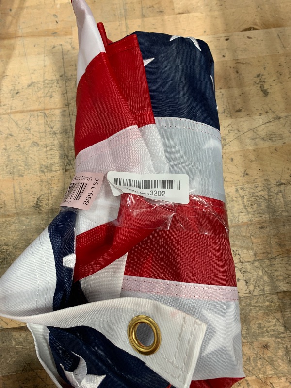 Photo 1 of American Flag for Outside Heavy-Duty US Flag with Embroidered Stars Reinforced Nylon USA Flag Built for Outdoors Sewn Stripes UV Protection Brass Grommets (3x5 ft)