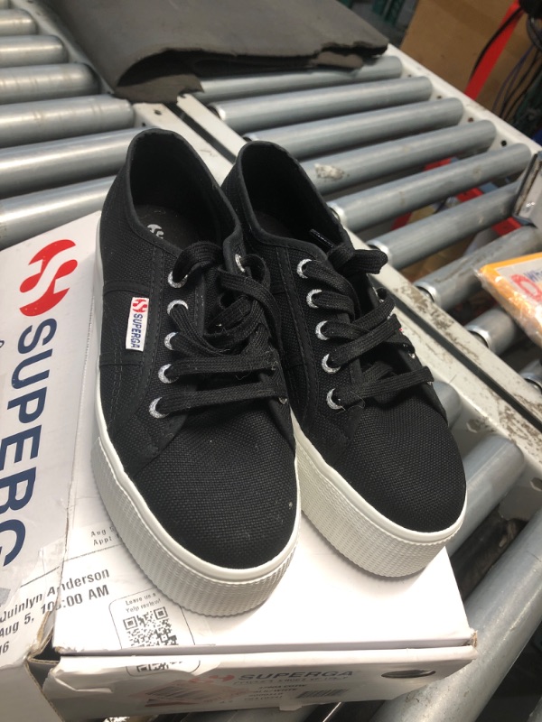 Photo 1 of (size 7) (used/fair) Superga womens 2790 Acotw Platform Fashion Sneaker, Black/White, 7 US
