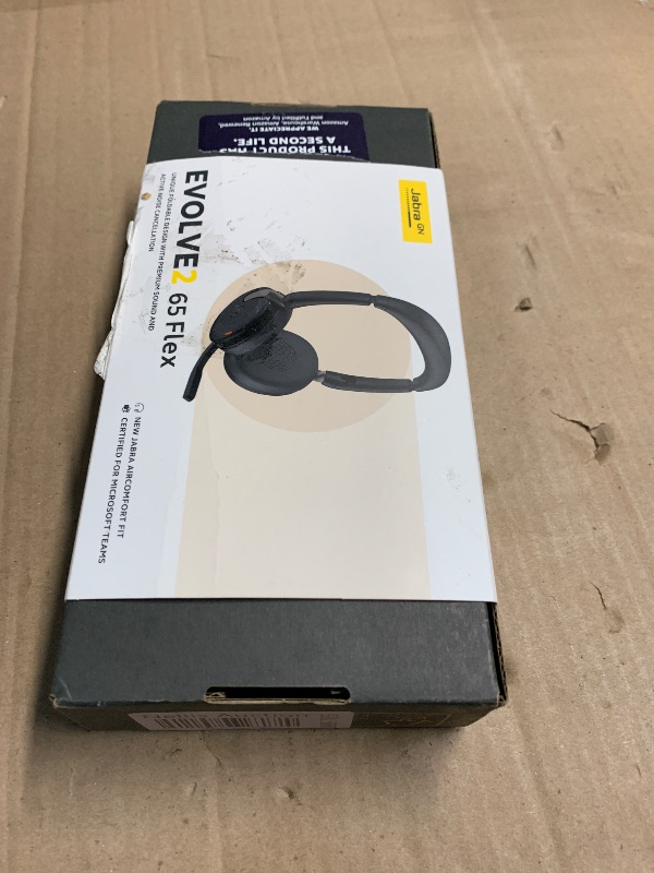 Photo 1 of (MISSING USB) (PARTIAL SET) Jabra Evolve2 65 Flex Wireless Stereo Headset - Bluetooth, Noise-Cancelling ClearVoice Technology & Hybrid ANC - Certified for Microsoft Teams - Black