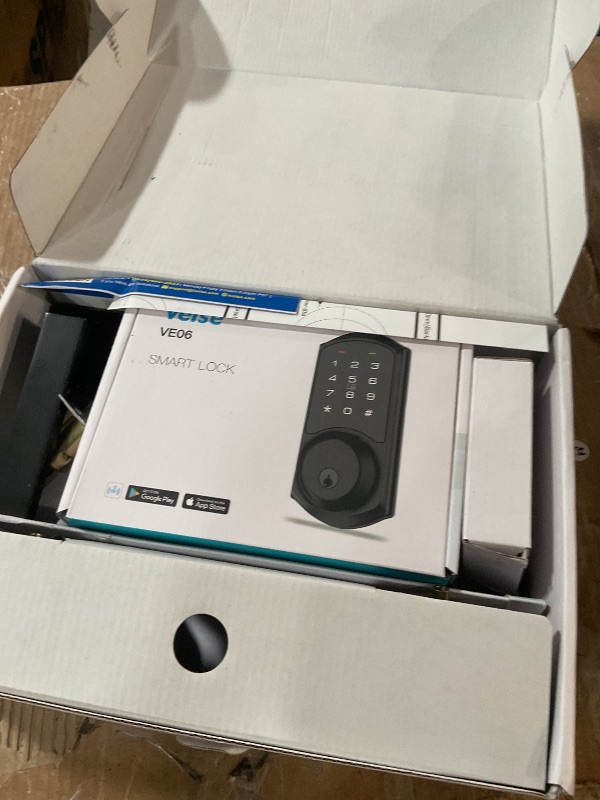 Photo 1 of (missing pieces)(sold for parts) Veise VE06-H Smart Front Door Lock Set, App Control, Keyless Entry Deadbolt with Lever Handle, Electronic Digital Touchscreen Keypad, Auto Lock, Easy Install, Matte Black