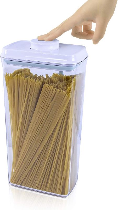 Photo 1 of (SLIGHTLY DIFFERENT) BopTop (2pc - Spaghetti/Cereal) Airtight Food Storage Container – Mechanical Silicone Seal Canister - BPA-Free - 3.3Qt
