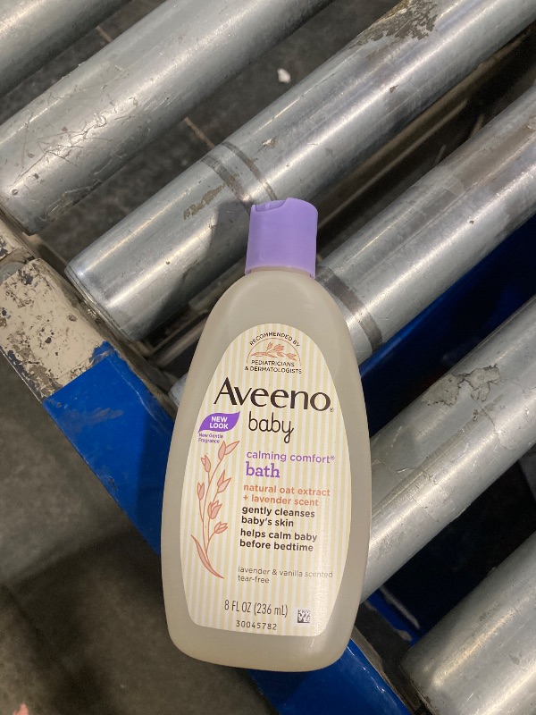 Photo 1 of Aveeno Baby Calming Comfort Bath & Wash with Relaxing Lavender & Vanilla Scents & Natural Oat Extract, Hypoallergenic & Tear-Free Formula, Paraben-, Phthalate- & Soap-Free, 8 fl. Oz