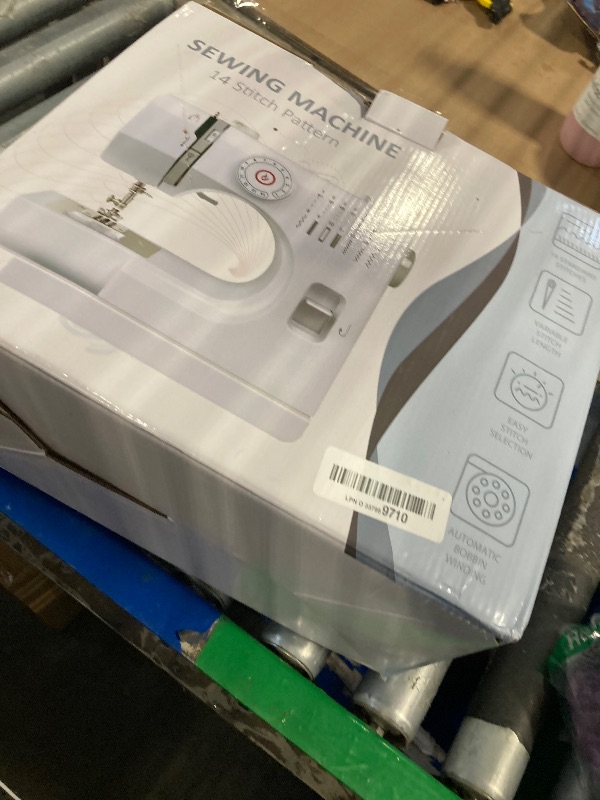 Photo 1 of Dechow Sewing Machine for Beginners, Electric Mini Portable, 14 Built-in Stitches with Reverse Sewing, 2 Speeds Double Thread with Foot Pedal, Storage Bag, Cotton Fabric and Threads (White)          