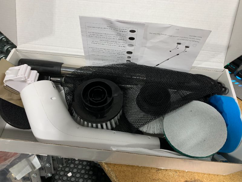 Photo 1 of Electric Spin Scrubber, Cordless Shower Scrubber with 8 Scrub Brush, 2 Speed with Adjustable Extension Handle, Battery Level Display, Power Scrubber for Bathroom Kitchen Bathtub Tile Floor, Black