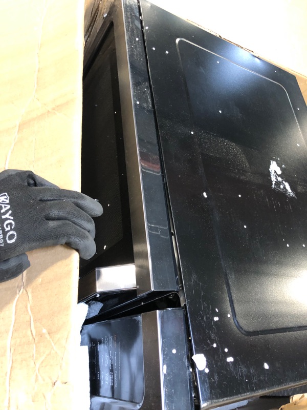 Photo 1 of ** DAMAGED DOOR **
Toshiba Air Fryer Combo 4-in-1 Countertop Microwave Oven, Smart Sensor, Convection, Mute Function, Position Memory 13.6" Turntable, 1.5 Cu Ft, 1000W, Black, ML-EC42P(BS)