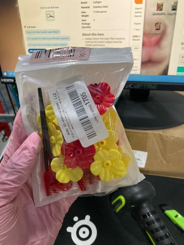 Photo 1 of 20 Pcs Hummingbird Feeders Replacement Flowers, Hummingbird Feeder Replacement Flowers with 5 Pcs Cleaning Brush, Bird Feeder Parts Bee Guards for Outdoor Hanging Feeders, Red & Yellow