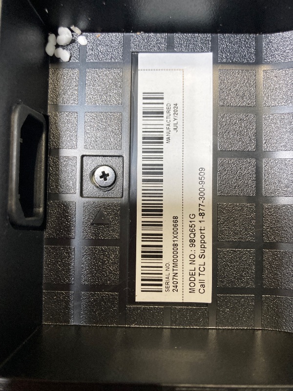 Photo 1 of ** DOES NOT TURN ON **
TCL 98-Inch Q65 QLED 4K UHD Smart TV with Google TV (98Q651G, 2024 Model) Dolby Vision, Dolby Atmos, HDR Pro+, Game Accelerator Enhanced Gaming, Voice Remote, Works with Alexa, Streaming Television
