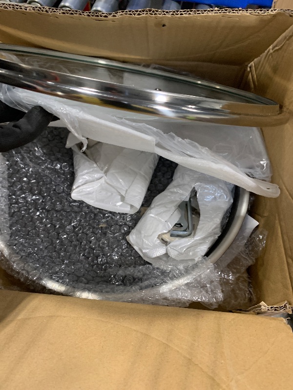Photo 1 of 12 inch Stainless Steel Frying Pan 4.5 QT Saute Pan Non-stick Omelette Pan Skillet with Cooling Handle and Glass Lid for Induction, Gas, Ceramic and Electric Stovetops