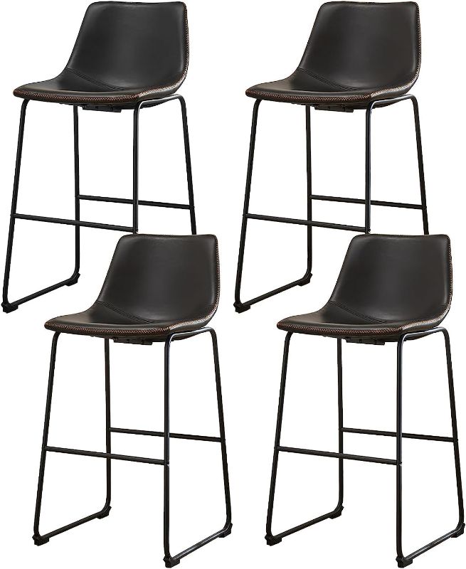 Photo 1 of  Comfortable Black Bar Chairs with Metal Legs