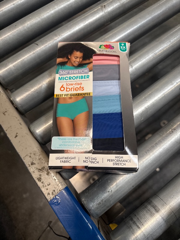 Photo 1 of Fruit of the Loom Women's 360 Underwear, High Performance Stretch for Effortless Comfort, Available in Plus Size, Microfiber-Low Rise Brief-6 Pack-Colors May Vary, 9