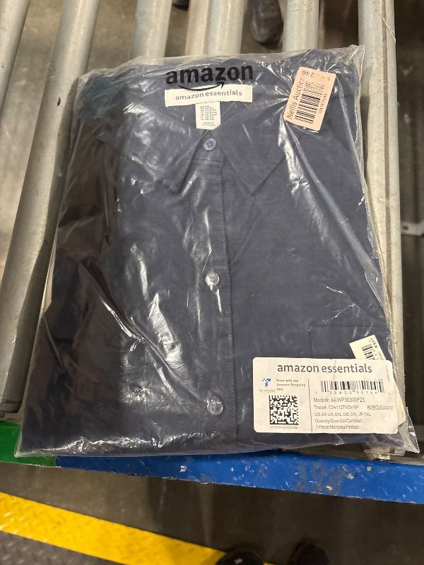Photo 1 of Amazon Essentials Women's Long Sleeve Button Down Stretch Oxford Shirt (Available in Plus Size), Navy, 5X