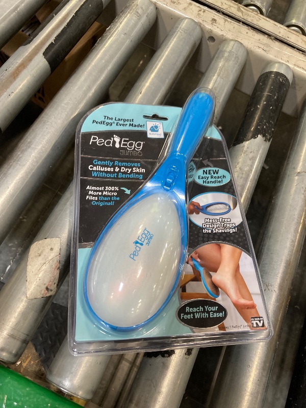 Photo 1 of PedEgg Jumbo As Seen On TV, Gently Removes Calluses & Dry Skin Without Bending for Smooth, Soft Feet, Easy Reach Handle, Mess-Free, 300% More Microfiles Than Original, Reach Your Feet with Ease