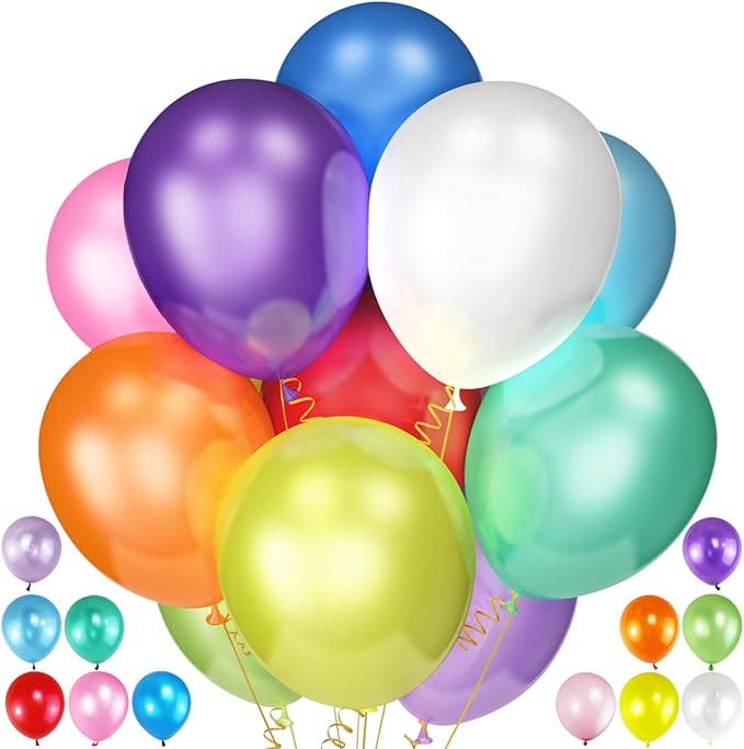 Photo 1 of 120Pcs Balloons Assorted Colors,12 Inch Latex Party Balloon for Birthday Party, Light Multi Color Ballons Rainbow Balloons for Wedding Baby Shower Supplies.(Assorted)
