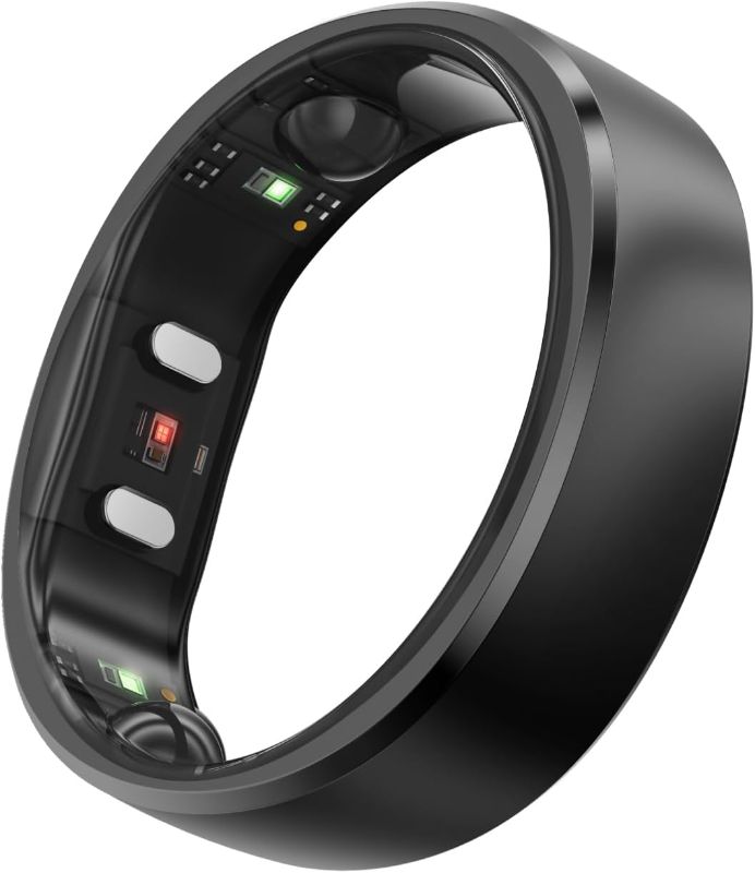 Photo 1 of  World’s First Smart Ring with Sleep Apnea Monitoring, No APP Subscription, 12-Day Battery Life, Stress/Heart Rate/Women's Health Tracker, Android & iOS Compatible (Black, Size 10)
