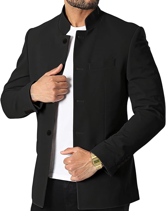 Photo 1 of THWEI Mens Casual Suit Blazer Jackets Stand Collar Business Sport Coats XL
