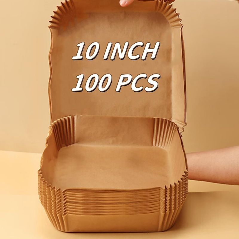 Photo 1 of 10 Inch Air Fryer Paper Liners, 100Pcs Air Fryer Liner Disposable, Oil-Proof & High-Temperature Resistant Parchment Baking Paper for Air Fryer, Microwave and Oven?Bottom Is 9 Inch?
