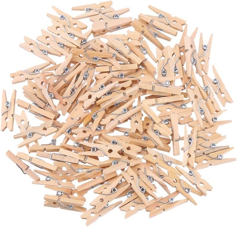 Photo 1 of DECORA Sturdy 1 Inch Mini Wooden Craft Clothespins 100pcs.