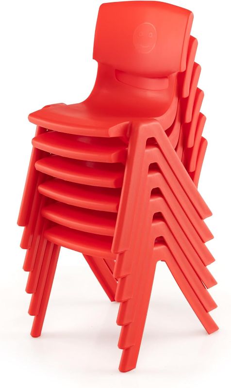 Photo 1 of 6 Pack Premium 11" H Plastic Stackable School Chairs, Toddler and Kids Chair for Daycare, School, Outdoor, Home - Red
