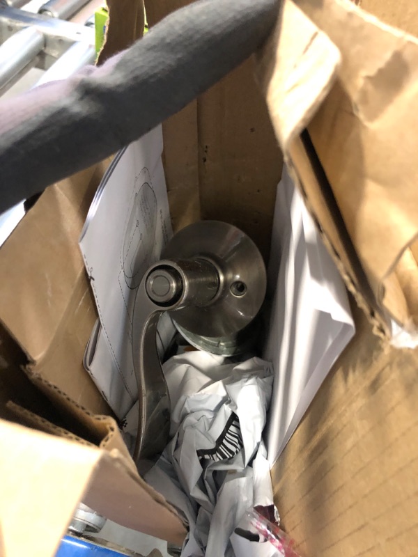 Photo 1 of Amazon Basics Straight Door Lever, Passage, Satin Nickel, 1-Pack