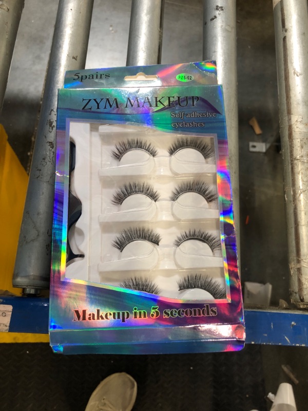 Photo 1 of 10 Pcs Self Adhesive Eyelashes, Reusable Self Adhesive False Eyelashes, Waterproof Natural Look, No Glue Wispy Eyelashes with Tweezers, Press On Eyelashes Adhesive Lashes for Beginners #02