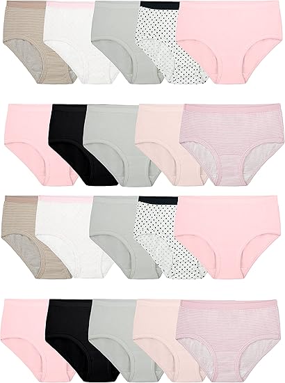 Photo 1 of  Fruit of the Loom Girls' Cotton Brief Underwear, Multipack 20 CT T12