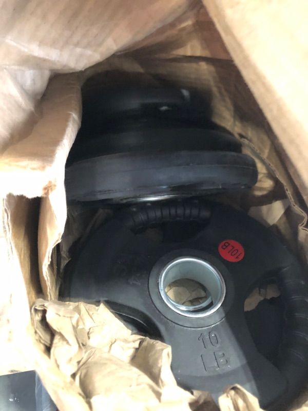 Photo 1 of ***Only weights, missing bar. 2 2.5lbs/ 2 5lbs / 2 10lbs***
Fitvids Olympic Cast Iron 2-Inch Weight Plates Including 5FT Olympic Barbell Bar & Safely Locks, 100 Pounds Set (85 Lbs Plates + 15 Lbs Barbell Bar), Multiple Packages