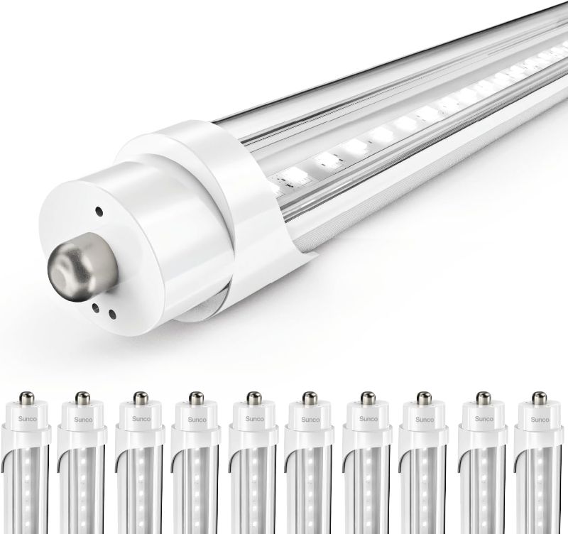 Photo 1 of 10 Pack T8 LED Bulbs 8 Foot, Ballast Bypass LED Tubes 8ft, Replacement for T8 Fluorescent Bulbs, FA8 Single Pin Base, 40W, 5500 LM, 4000K Cool White, Double Ended Power, Type B Tubes, ETL