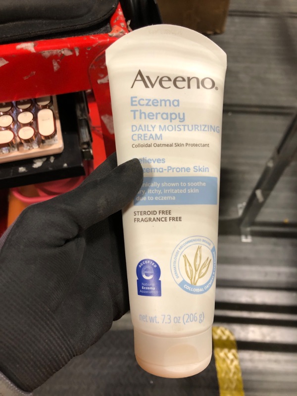 Photo 1 of Aveeno Eczema Therapy Daily Moisturizing Body Cream for Sensitive Skin, Soothing Eczema Relief Cream, Colloidal Oatmeal & Ceramide for Dry & Itchy Skin, Steroid- & Fragrance-Free, 7.3 oz