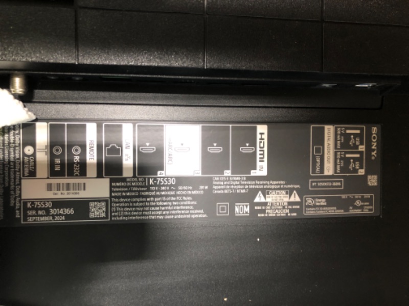 Photo 1 of Sony 75-Inch Class 4K Ultra HD BRAVIA 3 LED Smart TV with Google TV, Dolby Vision HDR, and Exclusive Features for PlayStation®5 (K-75S30), 2024 Model (SALE FOR PARTS)