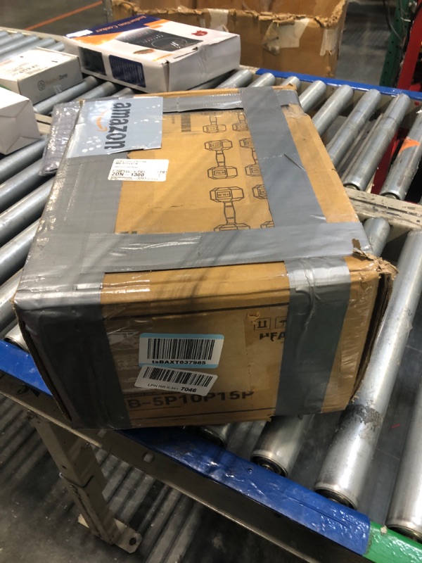 Photo 1 of ***MISSING HARDWARE***
Fitvids Dumbbell Set with Rack, Rubber Coated Hex Dumbbell Weights in 150lbs, 5, 10, 15, 20, 25lbs Pair, Black