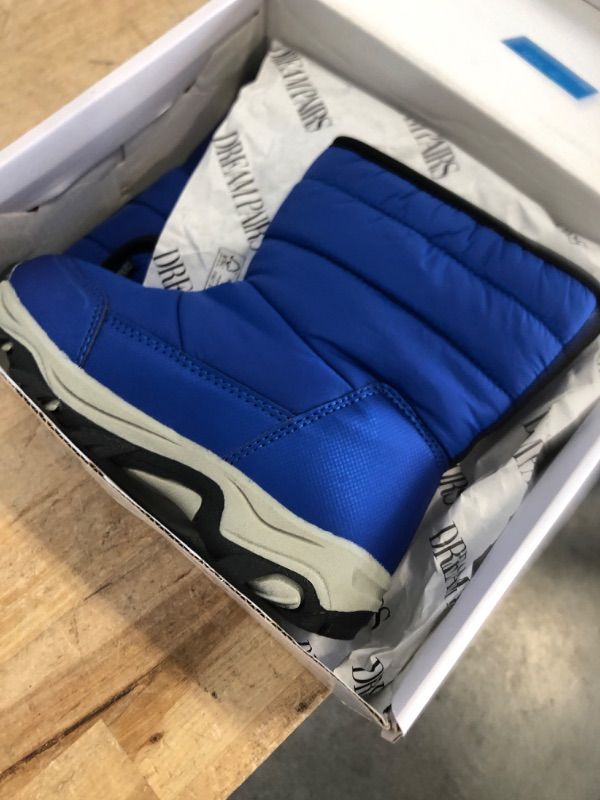 Photo 1 of DREAM PAIRS Boys Girls Snow Boots Waterproof Hook and Loop Mid Calf Faux Fur Lining Winter Shoes for Little/Big Kids,Size 12 Little Kid,Royal Blue        