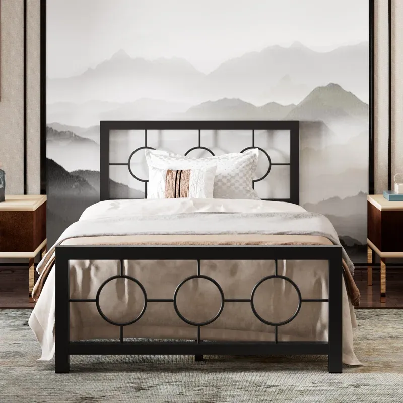 Photo 1 of Avren Oriental Metal Twin Bed | W011206436 - USAN1048802-1AW Black
